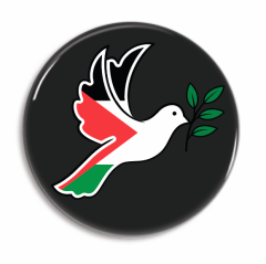 Palæstina flag badge med fredsdue, sort baggrund