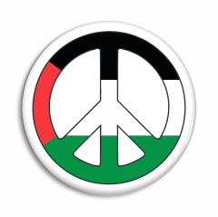 Palæstina flag badge med peace symbol - hvid kant