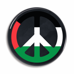 Palæstina flag badge med peace symbol - sort kant