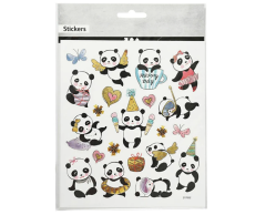 Panda klistermærker på ark med sølv detaljer