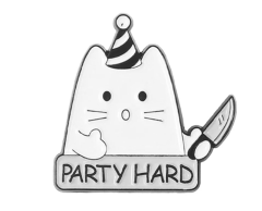 Party hard emalje pin, 27x27mm - Sjovt tilbehør til byturen