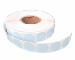 Pastel blå runde 20mm klistermærker på rulle 2500 stk.