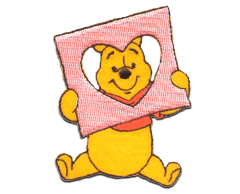 Peter Plys strygemærke med hjerte ramme