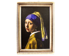 Køleskabsmagnet med Pige med perleørering af Johannes Vermeer, mini-maleri, 76x55mm
