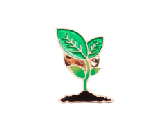 Plantespire pin med grønne blade 28x17mm