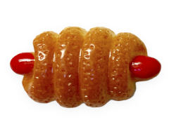 Lille pølsehorn 3D køleskabsmagnet, 30x18mm