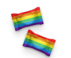 Pride bolsjer i 500g pakker - I flot regnbue indpakning
