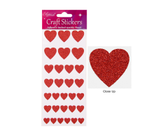 Røde glimmer hjerte klistermærker
