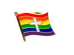 Regnbue pride flag pin med kors