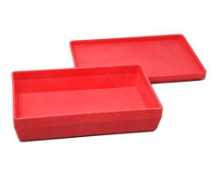 Rød træ æske med låg af RE-Wood® 25 x 18 x 6 cm