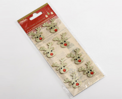 Glimmer Rudolf rensdyr jule klistermærker 8 stk