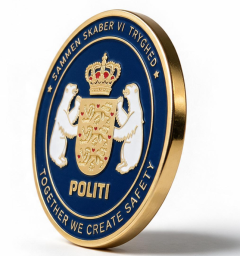 Hård emaljemønt med printede detaljer