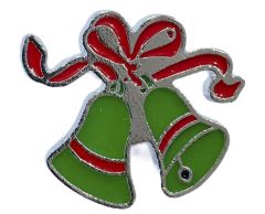 Grøn juleklokke pin 26x22mm