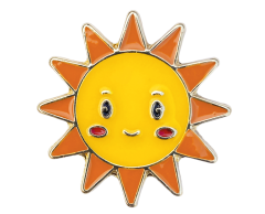 Glad sol pin med smilende ansigt kawaii 27x27mm