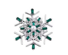 Snefnug med rhinsten og perle i midten broche
