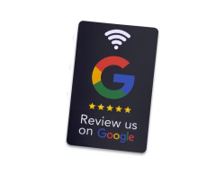 Sort Google anmeldelse plast kort med NFC chip 85x54 mm