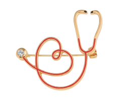 Stetoskop hjerte pin broche til læger og sygeplejersker 40x40mm