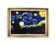 Stjernenatten af Vincent van Gogh, køleskabsmagnet mini-maleri, 76x55mm