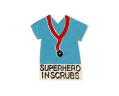 Superhero in scrubs blå pin 