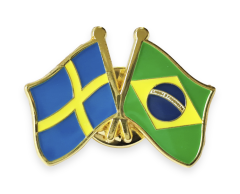 Sverige - Brasilien venskabs pin, 25x20mm
