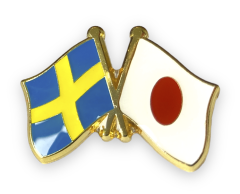 Sverige - Japan flag venskabs pin, 25x20mm