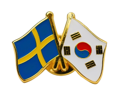 Sverige - Sydkorea flag venskabs emaljepin