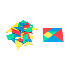 Tangram sæt – Brikker til at lave fine figurer (28 dele, 4 farver)