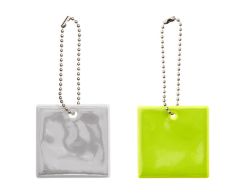 Firkantet refleks i kæde - med eget logo