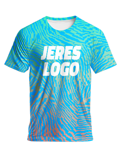 Herre t-shirt i polyester med all-over fuldfarve tryk