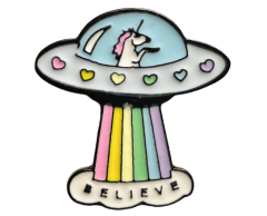 UFO med enhjørning pin 26x26mm