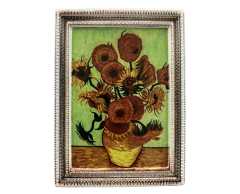 Vincent van Gogh køleskabsmagnet - Vase med tolv solsikker, mini-maleri, 76x55mm