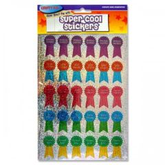 Belønnings klistermærker, glimmer medaljer "Well done" , 30stk, 35mm