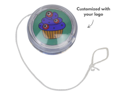 Yoyo af gennemsigtigt plast med mulighed for at designe selv