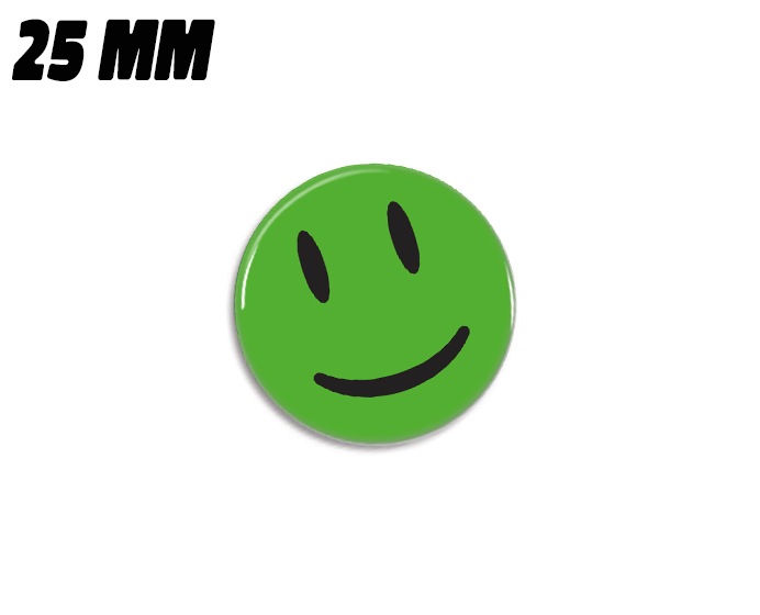 Grøn glad smiley magnet 25mm - Badgeland