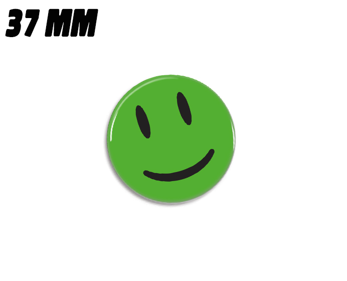 Grøn glad smiley magnet 37mm - Badgeland