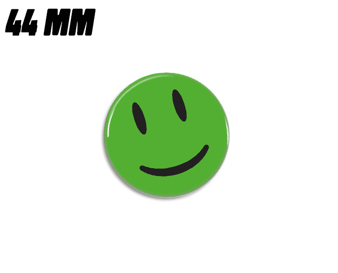 Grøn glad smiley magnet 44mm - Badgeland