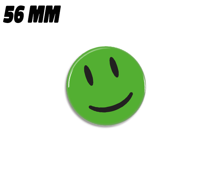 Grøn glad smiley magnet 56mm - Badgeland