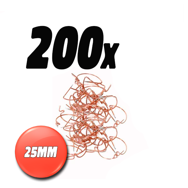 200 stk. kobbernåle til 25mm badges