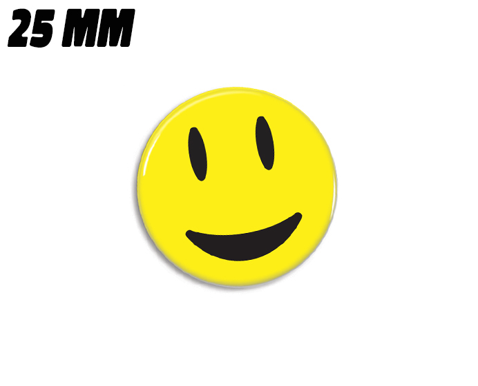 Gul meget glad smiley magnet 25mm - Badgeland