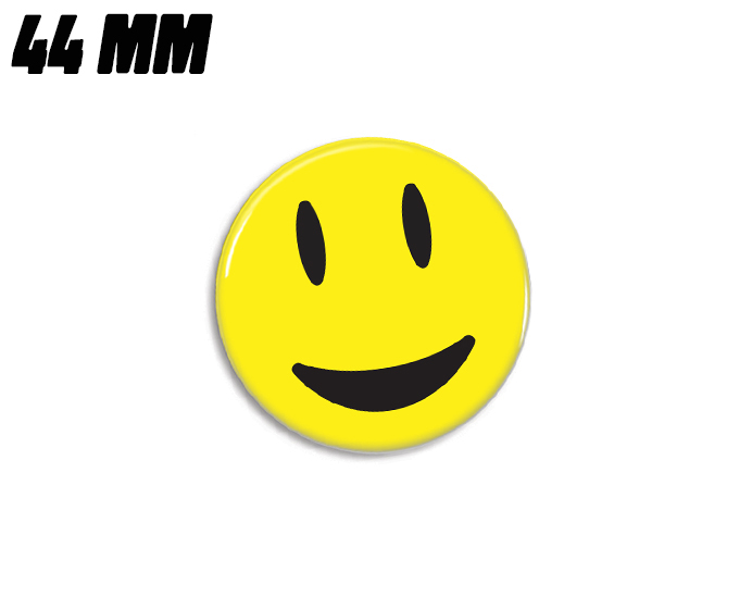 Gul meget glad smiley magnet 44mm - Badgeland