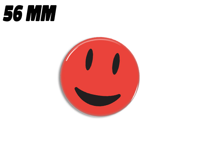 Rød meget glad smiley magnet 56mm - Badgeland